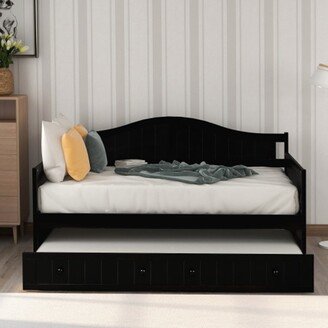 Twin Wooden Daybed with Trundle Bed-AA