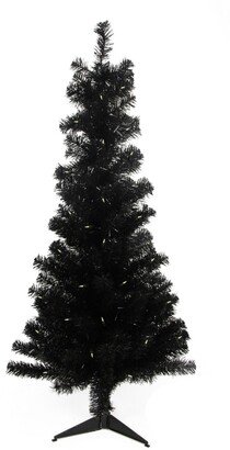 Northlight 4' Pre-Lit Slim Black Artificial Tinsel Christmas Tree- Clear Lights