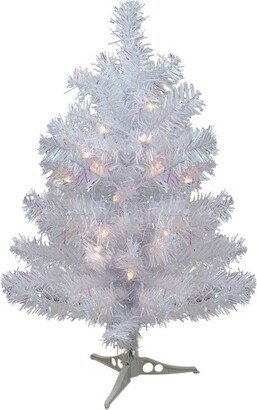 Northlight 2' Pre-lit White Iridescent Pine Artificial Christmas Tree - Clear Lights