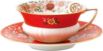 Wonderlust Crimson Orient Teacup & Saucer