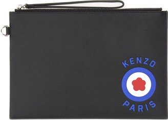 Leather Clutch Bag With Logo