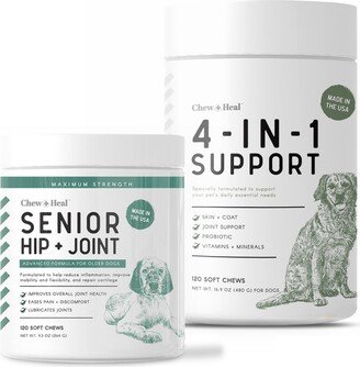 Chew + Heal MaxProtect Senior Hip + Joint Support, Dog Supplement & Multivitamin - 240 Delicious Total Chews