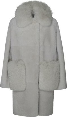 White leather fur coat