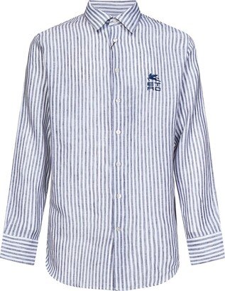 Logo Embroidered Stripe Detailed Shirt-AA