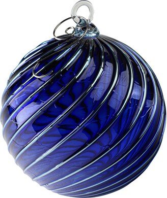 Metallic Mountain Blue Spiral Ornament | Hand Blown Glass Sun Catcher Gazing Ball Holiday Gift