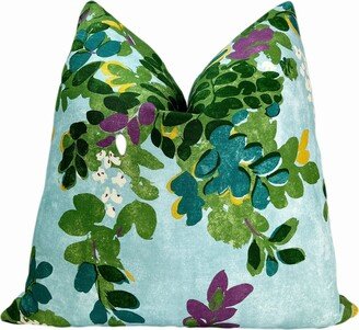 Thibaut Central Park Sky Blue Throw Pillow Cover | Green Designer | Lumbar