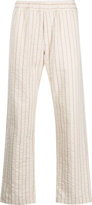 Stripe-Pattern Wide-Leg Trousers