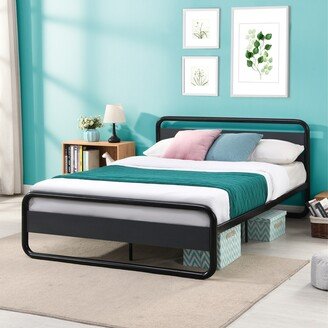 DECO Industrial Platform Queen Bed Frame/Mattress Foundation with Rustic Headboard and Footboard, Strong Steel Slat Support