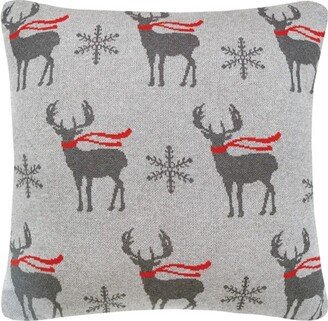 20 x 20 Deer Scarf Christmas Holiday Knitted Throw Pillow