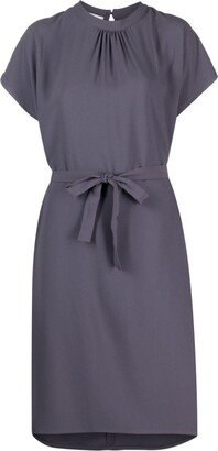 Belted-Waist Knee-Length Dress