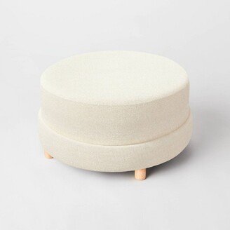 Threshold designed w/Studio McGee Wilmington Upholstered Round Ottoman Cream Boucle (KD) - Threshold™ designed with Studio McGee