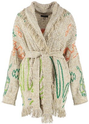 Fringed Tie-Waist Cardigan