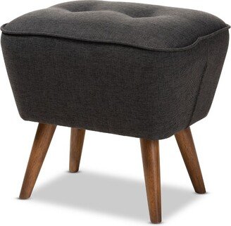 Petronelle Walnut Finished Wood Ottoman Dark Gray