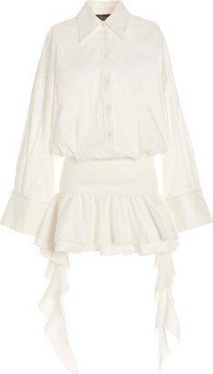 Long-Sleeve Ruffled Mini Dress