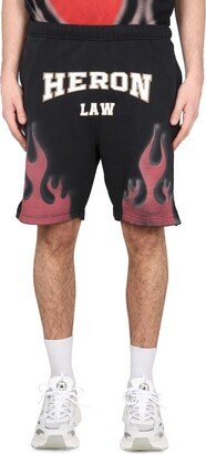 Flame-Printed Knee-Length Shorts