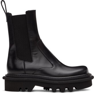 Black Leather Chelsea Boots-AE