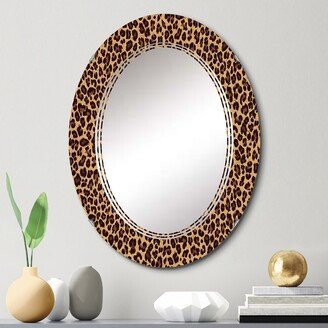 Designart 'Leopard Fur II' Printed Animals Leopard Wall Mirror