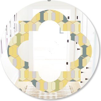 Designart 'Abstract Retro Geometrical Design II' Printed Modern Round or Oval Wall Mirror - Quatrefoil