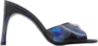 Holographic Logo Heeled Mules