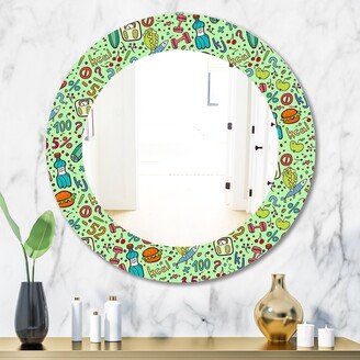 Designart 'Diet Green Pattern' Printed Modern Mirror - Oval or Round Wall Mirror