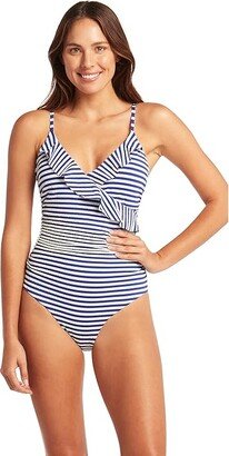 Capri Frill Wrap One-Piece (Royal) Women's Swimsuits One Piece