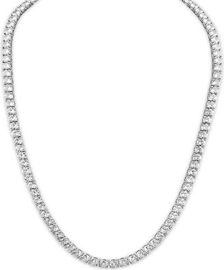 Esquire Men's Platinum Plated Silver Cubic Zirconia Tennis Necklace