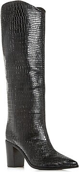 Women's Maryana Croc-Embossed Block Heel Pointed-Toe Tall Boots