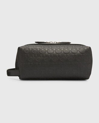 Men's Embossed Gancini Leather Toiletry Bag