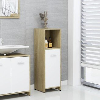 Bathroom Cabinet White and Sonoma Oak 11.8x11.8x37.4 Engineered Wood