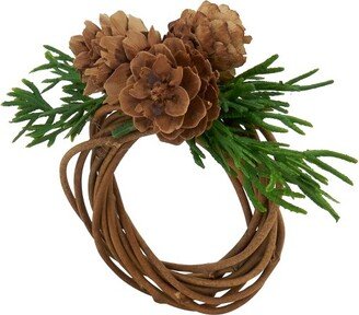 Saro Lifestyle Harvest Home Pine Cone Napkin Ring (Set of 4), Brown