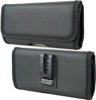 Nakedcellphone Pouch for Lively Jitterbug Smart 4 (2023) - Vegan Leather Case with Metal Clip and Belt Harness - Black