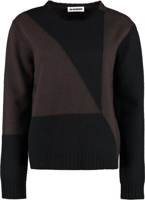 Colour-Blocked Crewneck Knitted Jumper