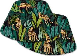 Jungle Leopard Placemats For Round Tables Tactile Basket Texture Hemmed Edge, Waterproof Non Slip Wipe Clean