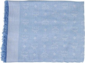 Women's Stonewash Blue Monogram Cotton Jacquard Scarf