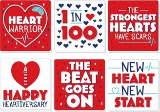 Big Dot Of Happiness Happy Heartiversary - Chd Awareness Decorations - Drink Coasters - Set of 6