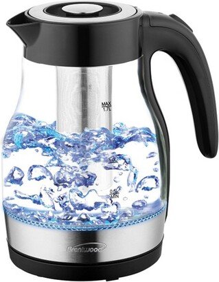 Glass 1.7 Liter Electric Kettle with Tea Infuser in Black