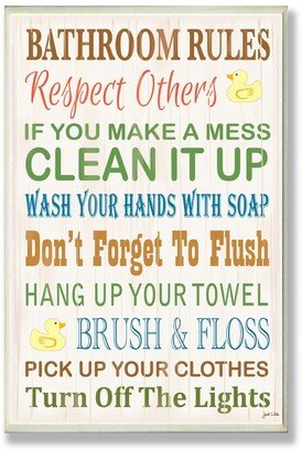 Home Decor Bathroom Rules Typography Rubber Ducky Bathroom Wall Plaque Art, 12.5 x 18.5