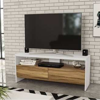 Aurora TV Stand for TVs up to 55 White/Brown - Boahaus