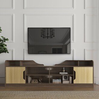 EHEK 70.87 Inch Screen Media Console Table Storage Cabinet Wood Entertainment Center, Tv Stand, High Glossy Front Tv Cabinet,