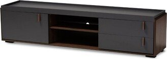 2 Drawer Rikke Two-Tone Wood TV Stand for TVs up to 65 Gray