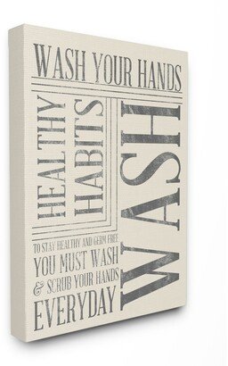 Home Decor Wash Your Hands Typography Bathroom Canvas Wall Art, 24 x 30