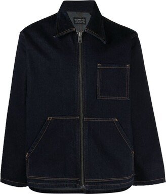 Contrast-Stitching Zip-Up Jeans Jacket