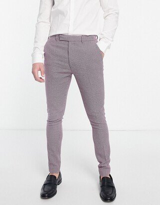 wedding smart super skinny wool mix pants in purple dogtooth