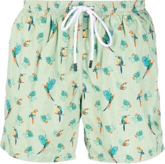 Bird-Print Swim Shorts