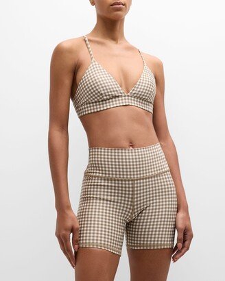 Airlift Gingham-Print Splendor Sports Bra