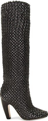 Mini Lido Weave Knee Boots in Black