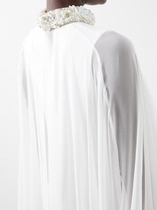 High-neck Silk Cape Gown