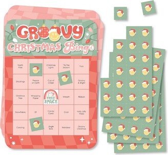 Big Dot of Happiness Groovy Christmas - Bingo Cards and Markers - Pastel Holiday Party Bingo Game - Set of 18