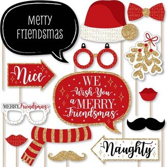 Big Dot of Happiness Red and Gold Friendsmas - Friends Christmas Party Photo Booth Props Kit - 20 Ct