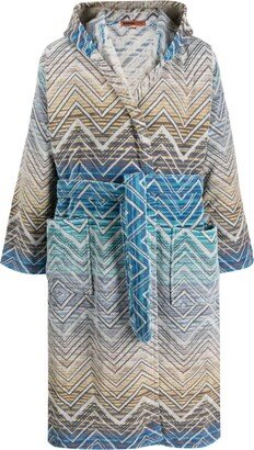 Zigzag-Print Towel Robe